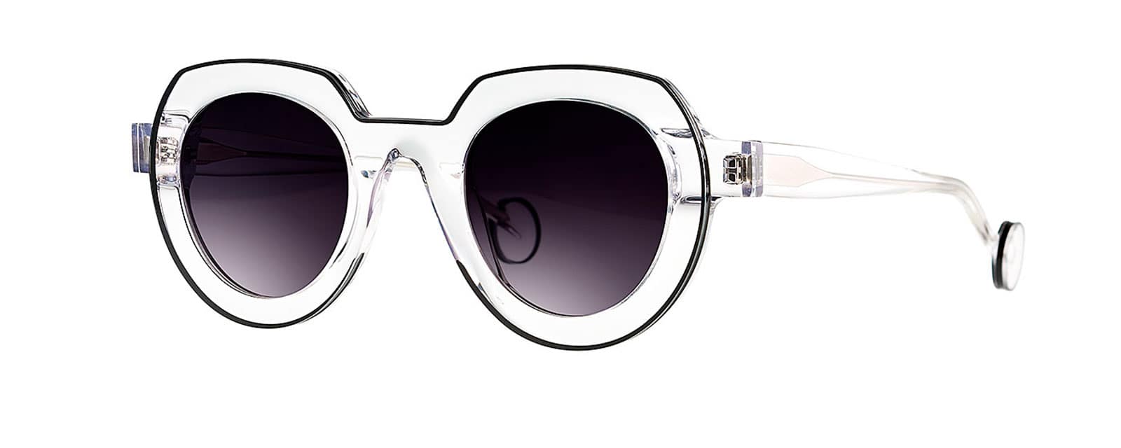 monture solaire femme theo josef ronde acetate cristal transparent