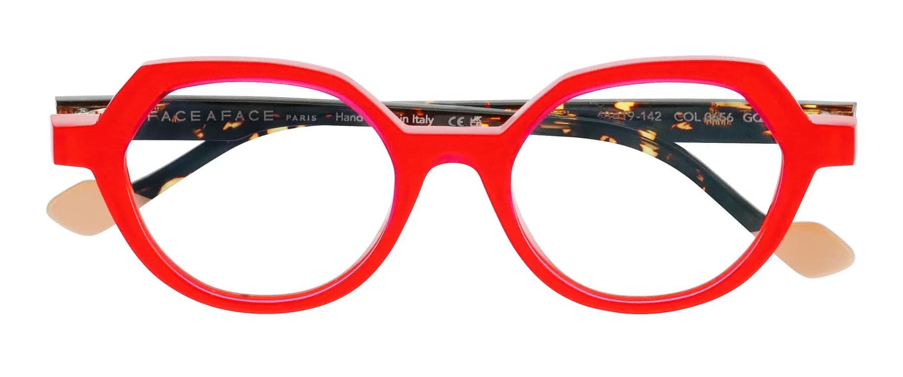 monture optique femme face a face kanji 1 acetate ronde rouge branche ecaille