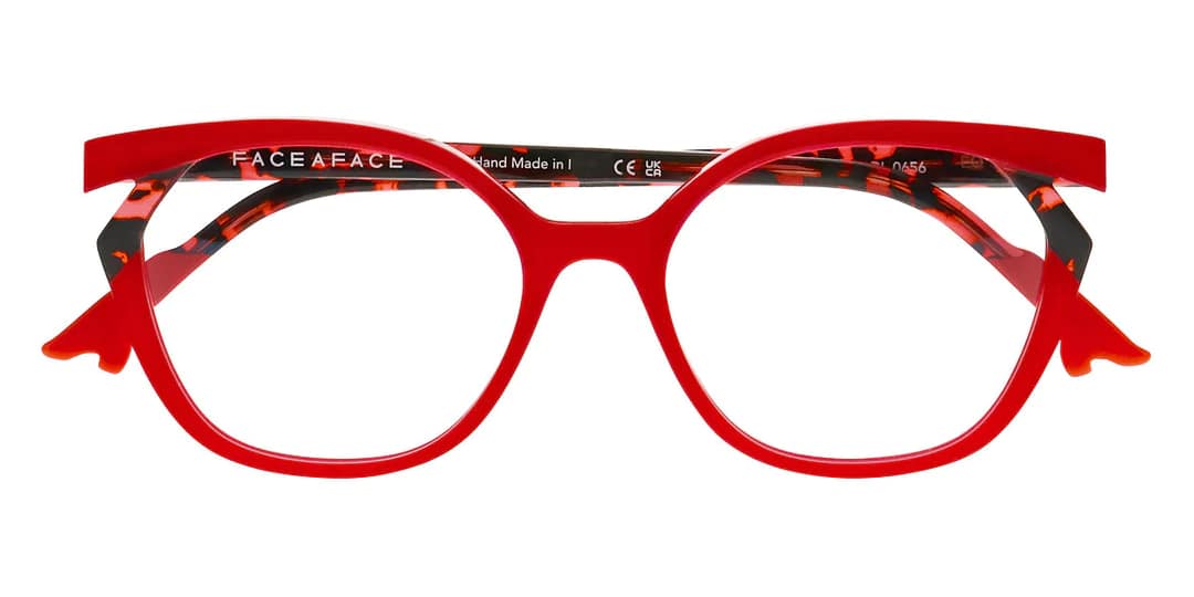 monture optique femme face a face bocca khuma 2 grande acetate fine carré papillon rouge branche ecaille rouge