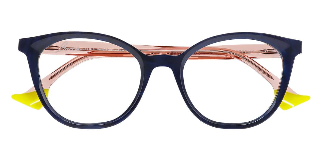 monture optique femme face a face bocca sculpt 1 grande acetate carré papillon gris bleu branche rose jaune