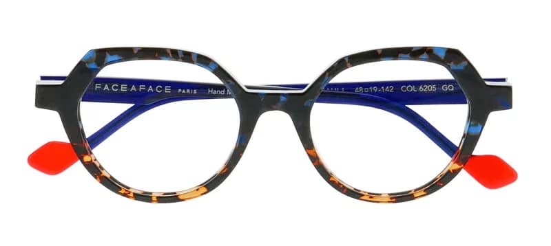 monture optique femme face a face kanji 1 ronde papillon ecaille bleu