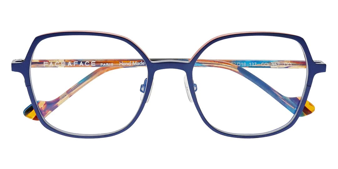 monture optique femme face a face zenith 2 grande metal carré papillon bleu branche multicolore