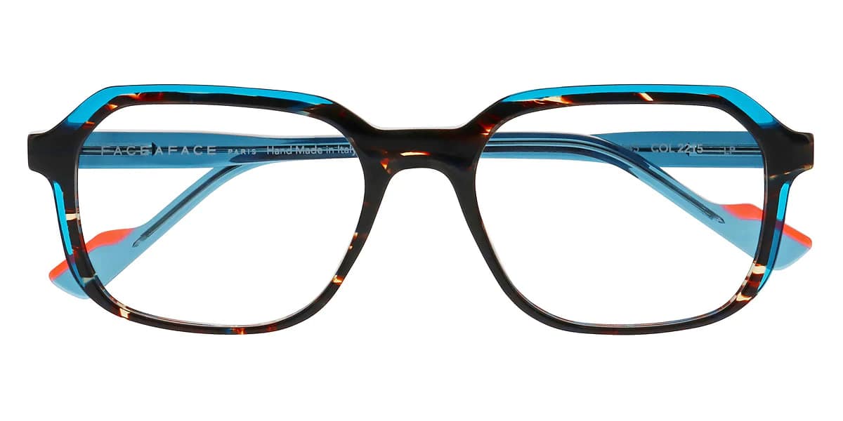 monture optique homme femme face a face echos 2 acetate rectangulaire ecaille bleu branche bleu