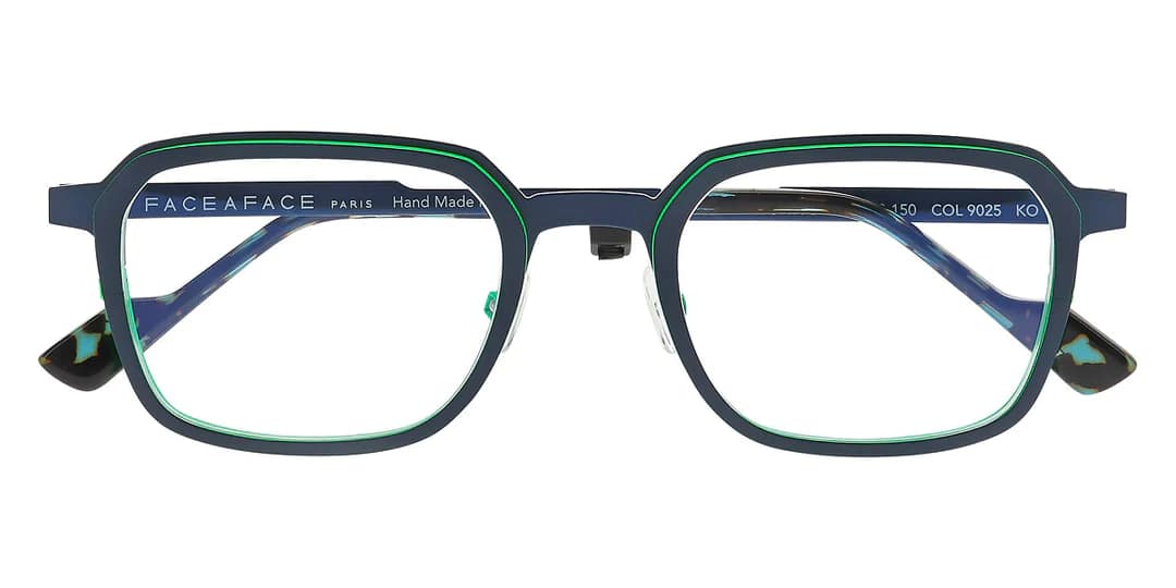 monture optique homme femme face a face neonn 3 petite carrée metal vert branche marbrée vert