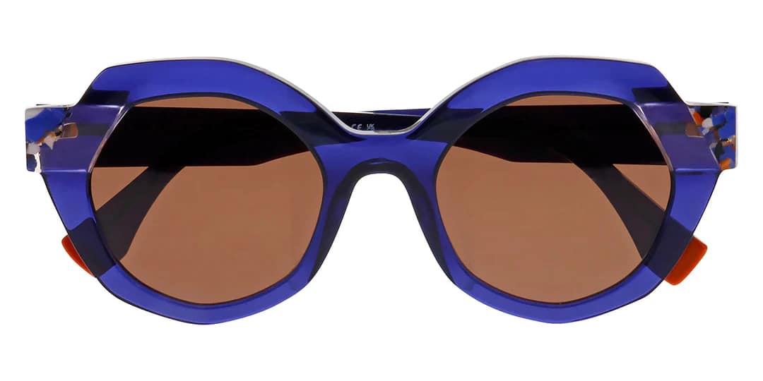 monture solaire femme face a face zaiku 1 grande acetate ronde bleu transparente