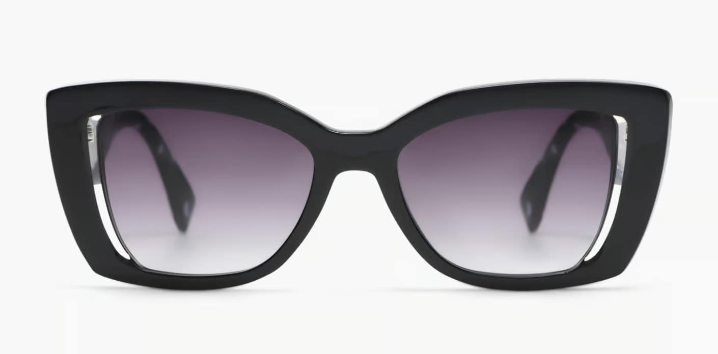 monture solaire femme face a face ashoka 1 acetate epaisse rectangulaire papillon noire