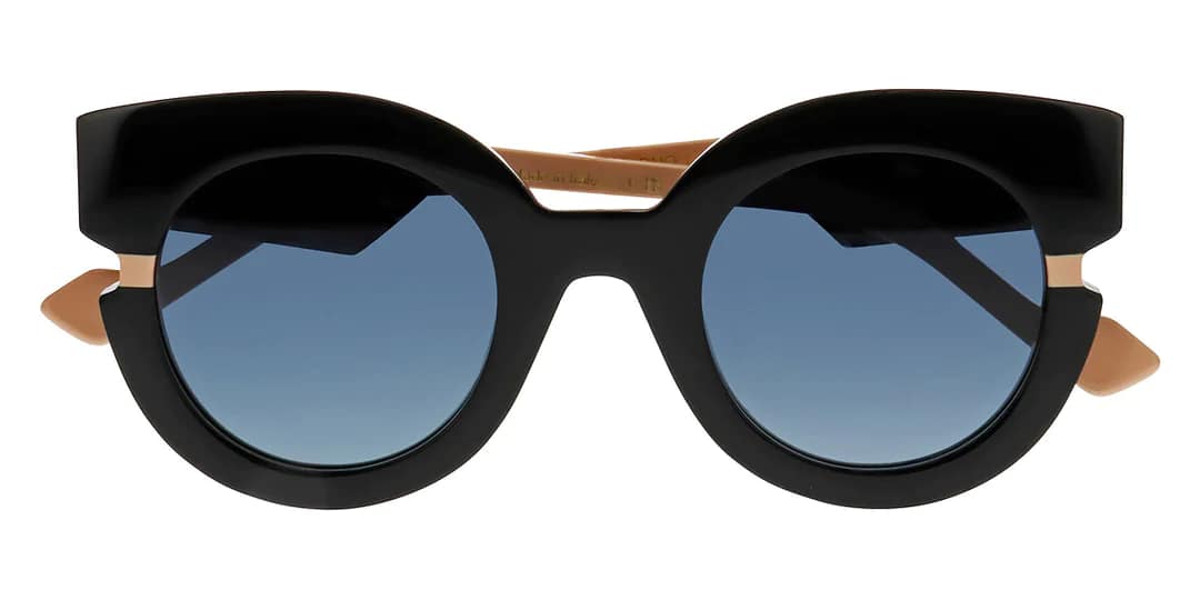 monture solaire femme face a face kimono 1 acetate epaisse ronde papillon noire branche beige