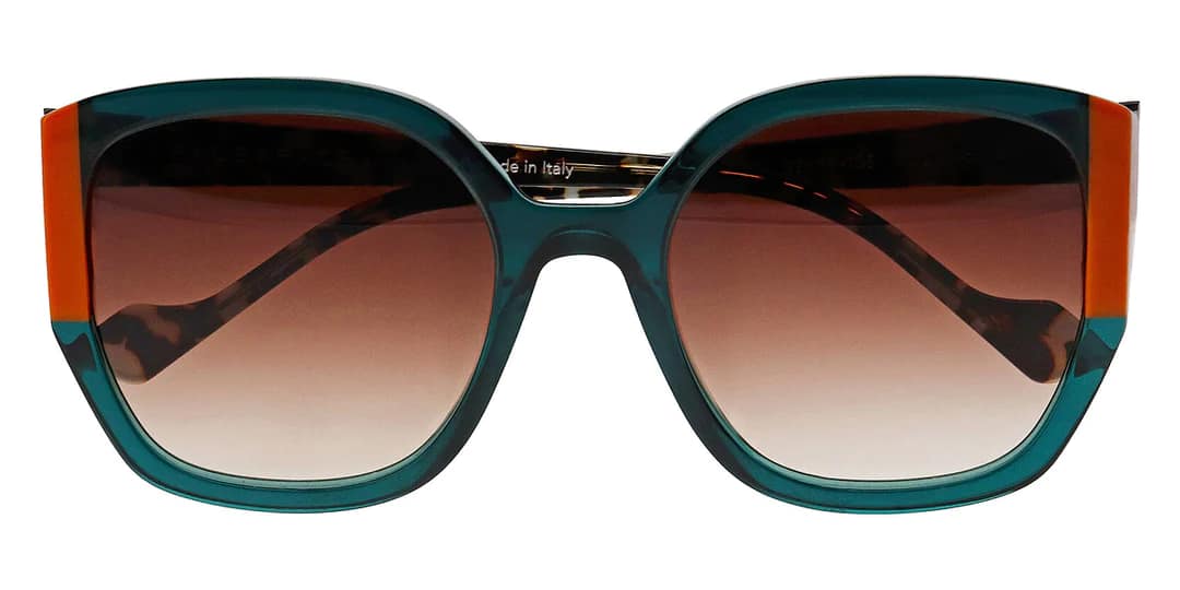 monture solaire femme face a face sunset 1 grande papillon carre verte orange