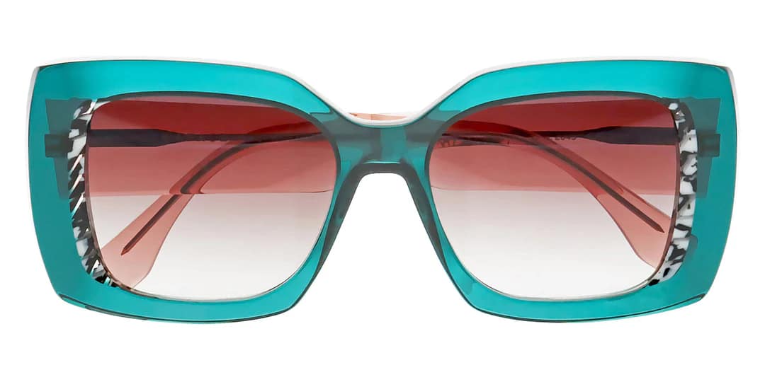 monture solaire femme face a face halos 2 grosse acetate epaisse carrée papillon vert branche rose