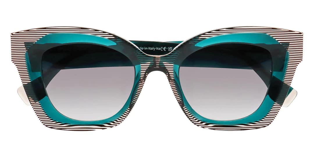 monture solaire femme face a face halos 2 grosse acetate epaisse carrée papillon vert strié noir