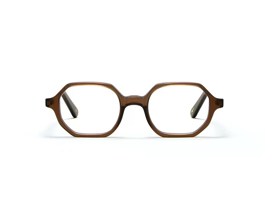 monture optique homme femme lgr zanzibar acetate hexagonale marron transparent