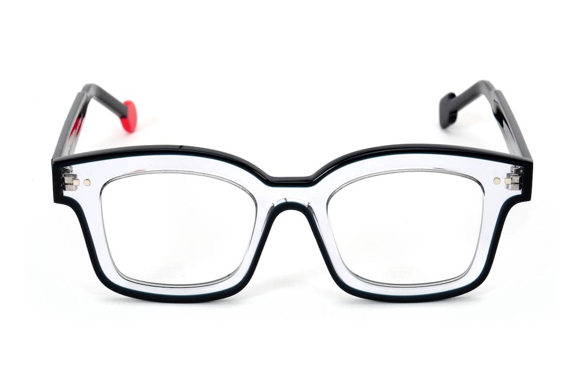 monture optique femme Sabine Be plastique carré noir cristal Be Idol line