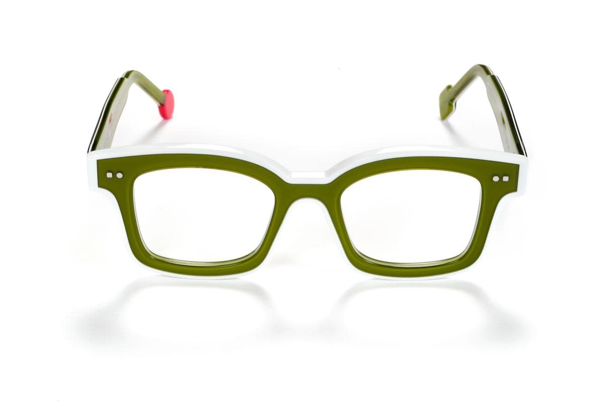 monture optique femme Sabine Be plastique carré vert blanc Be Idol line
