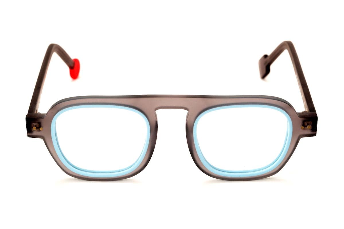 monture optique homme femme Sabine be acetate pilote carré gris transparent turquoise be factory