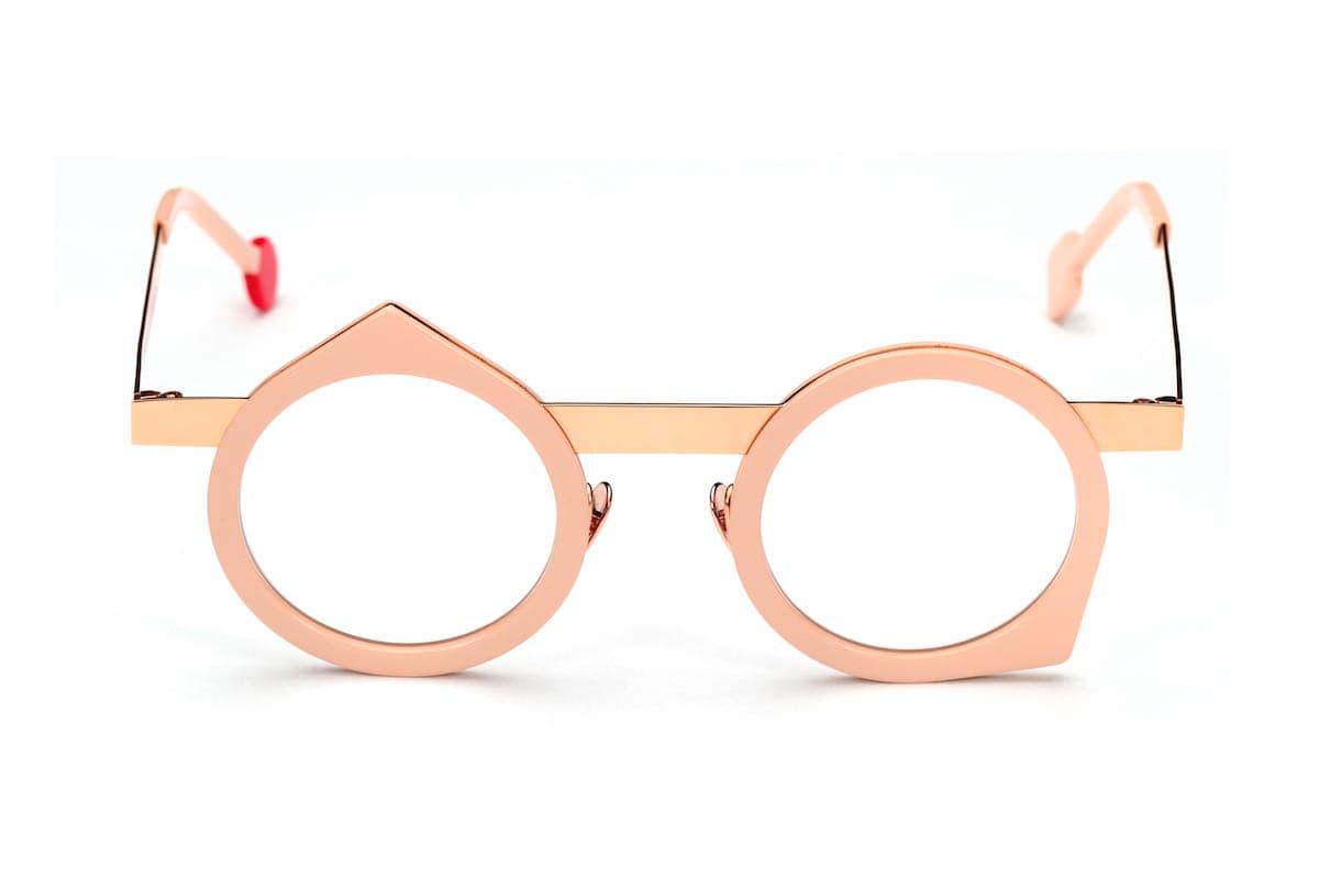monture optique homme femme Sabine Be métal combine plastique ronde goutte or rose Be yoon