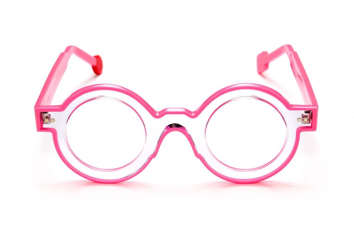 monture optique homme femme sabine be acetate epaisse ronde rose cristal be pop line