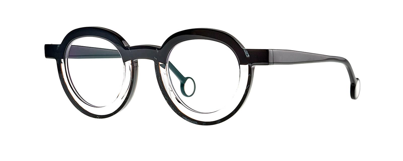 monture optique homme femme theo ayunan acetate ronde pantos noir bicolore transparent