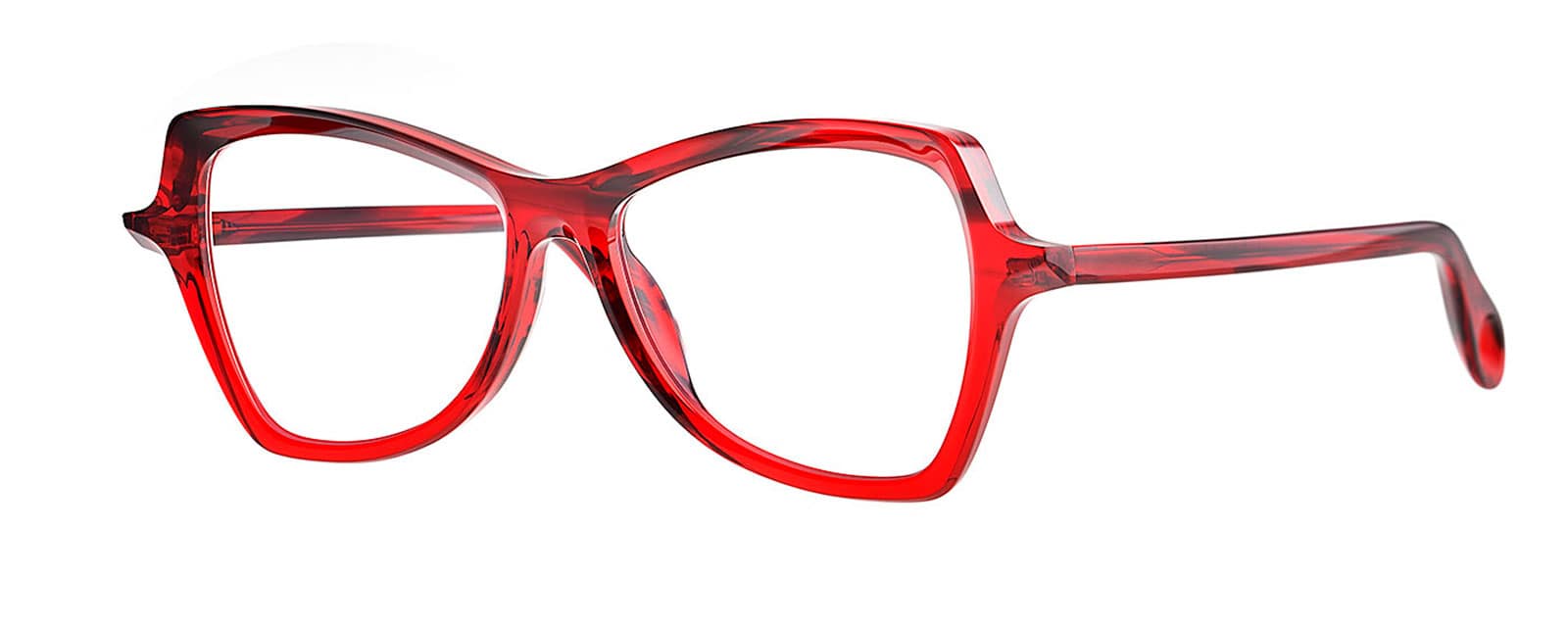 monture optique femme theo bedtime acetate fine papillon rouge transparent