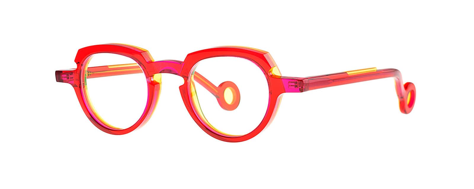 monture optique femme theo andy acetate ronde pantos rouge rose jaune