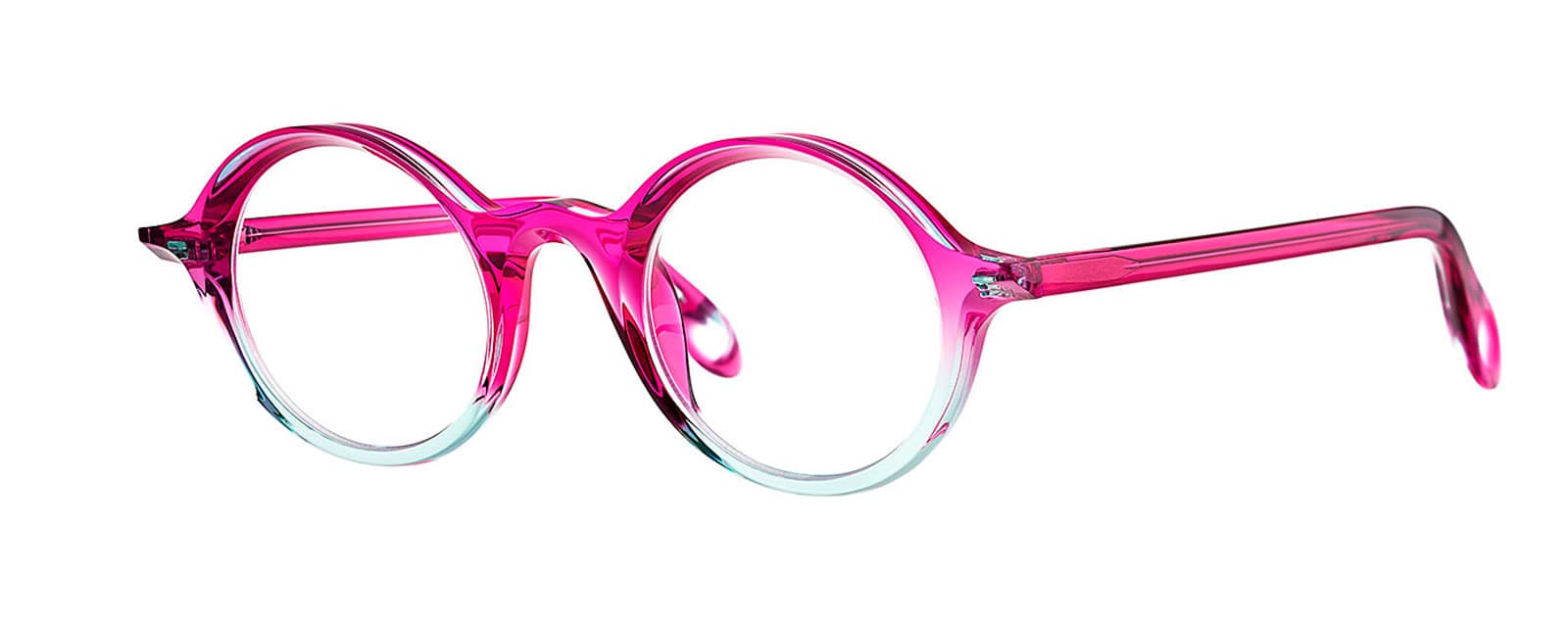 monture optique homme femme Theo Sunrise acetate ronde fine violet bleu