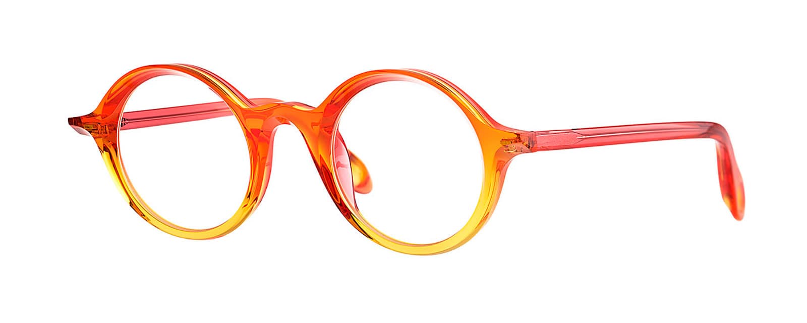 monture optique homme femme Theo Sunrise acetate ronde fine orange jaune rose