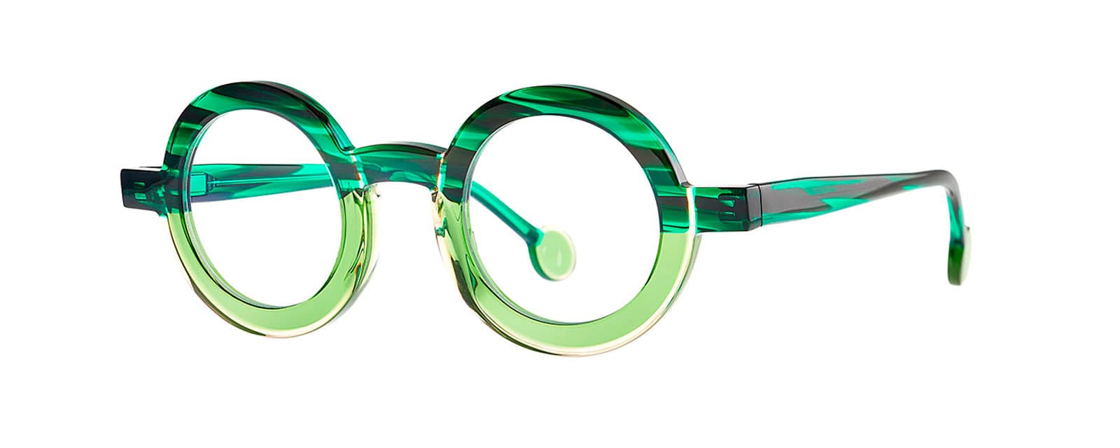 monture optique homme femme theo swaiistel acetate ronde bicolore vert