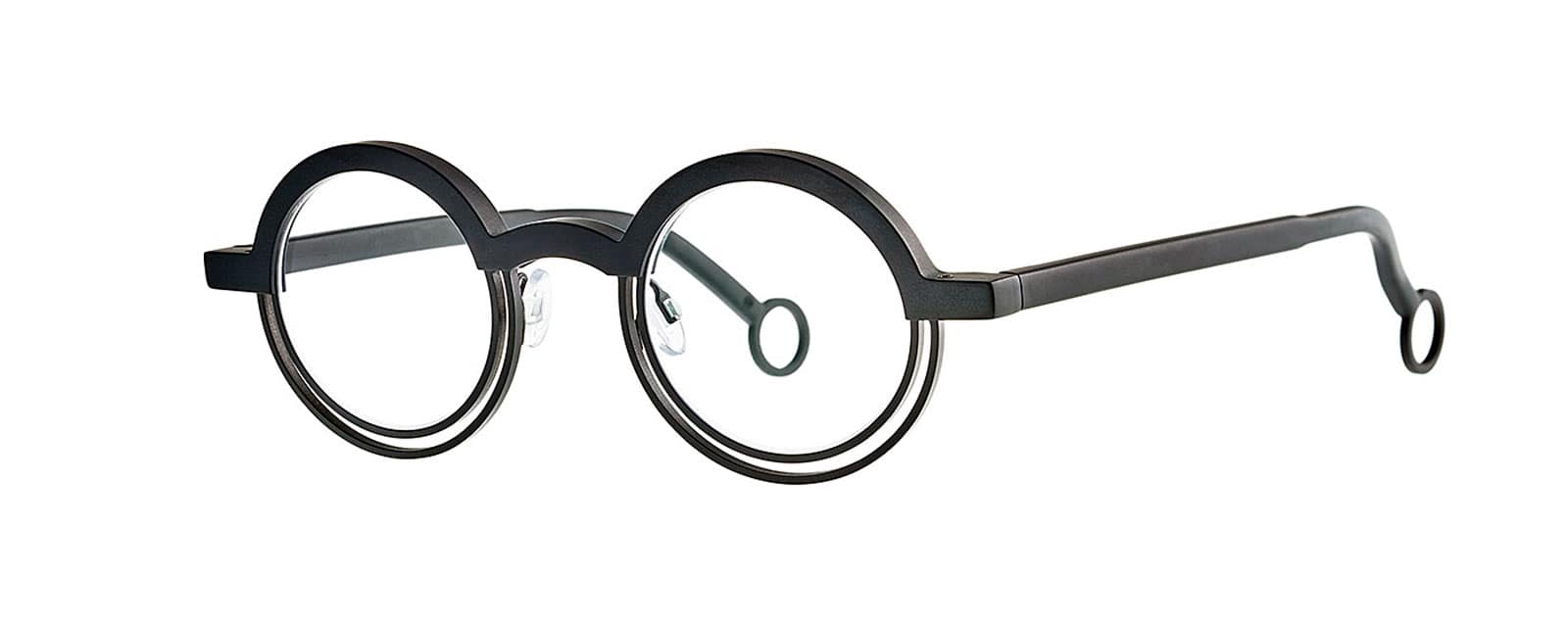 monture optique homme femme theo kicker ronde combine noir metal noir double cercle