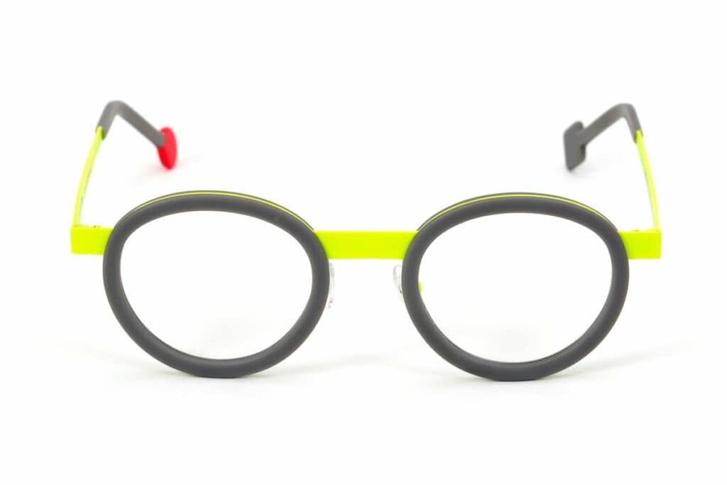 monture optique homme femme Sabine Be combiné metal jaune acetate gris Be lucky