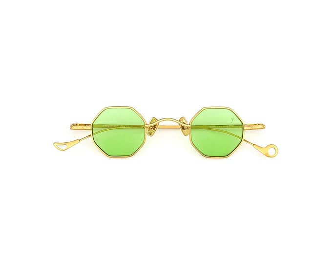 monture solaire homme Eyepetizer Tommy hexagonale doré verres vert