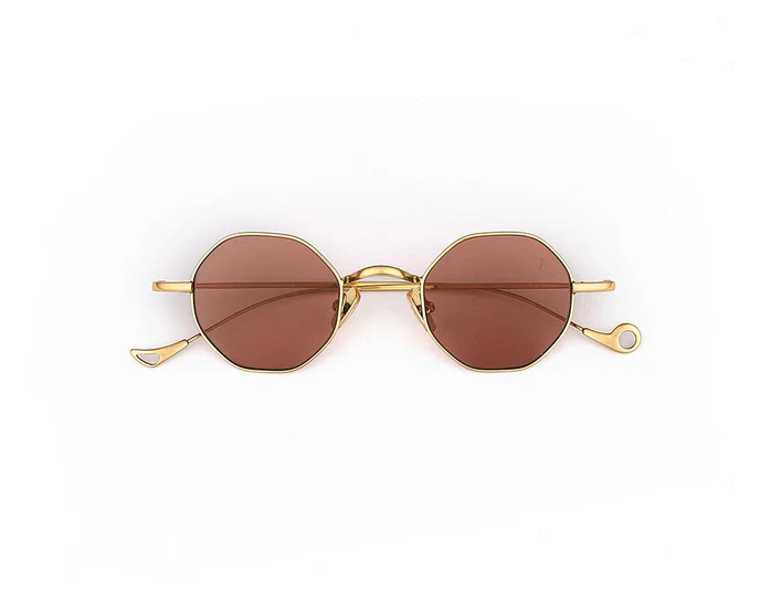 Lunettes de soleil ronde Eyepetizer Woody dorée verres orange