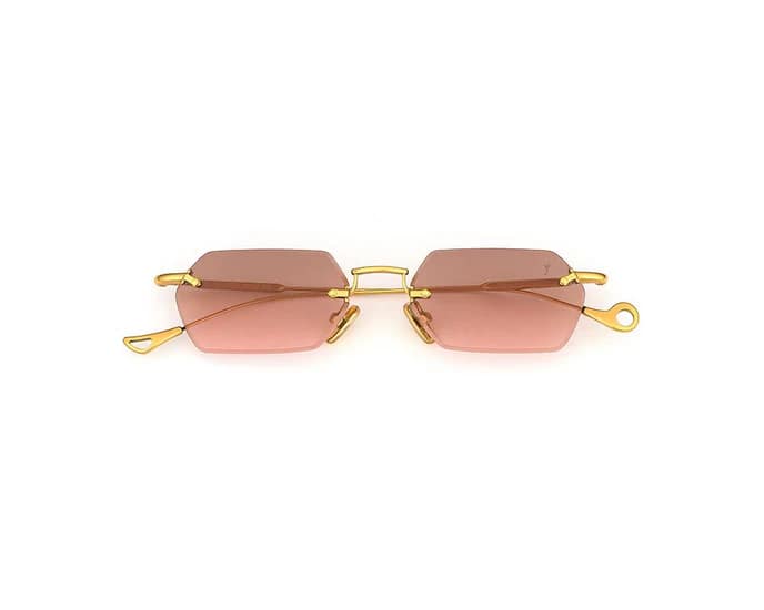 monture solaire homme femme Eyepetizer Tank percée sans monture doré verres rose