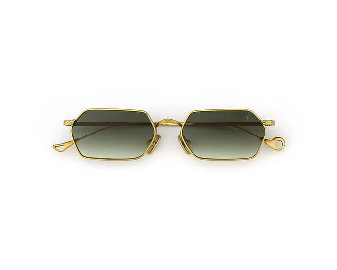 monture solaire homme femme Eyepetizer cavallet hexagonal dore verres vert