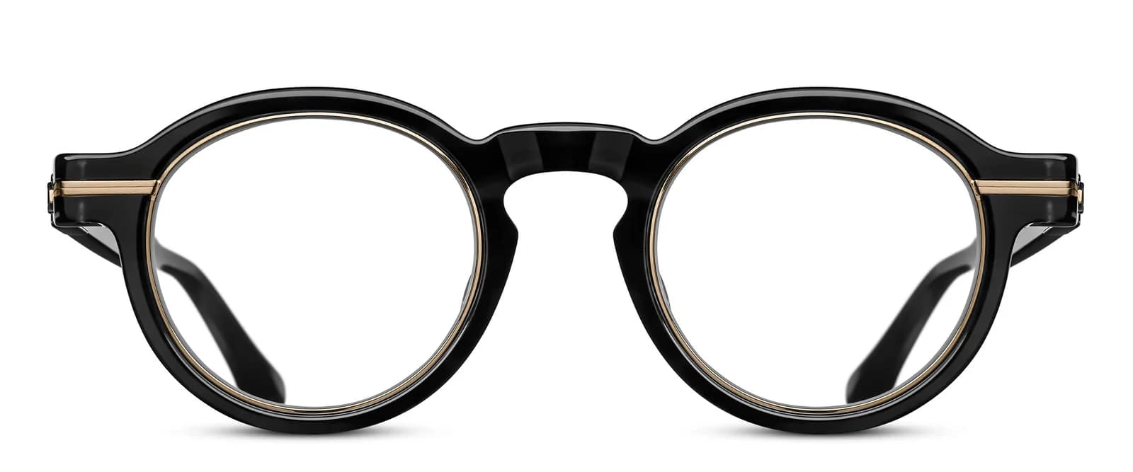 monture optique homme matsuda plastique ronde epaisse noire insert metal doré