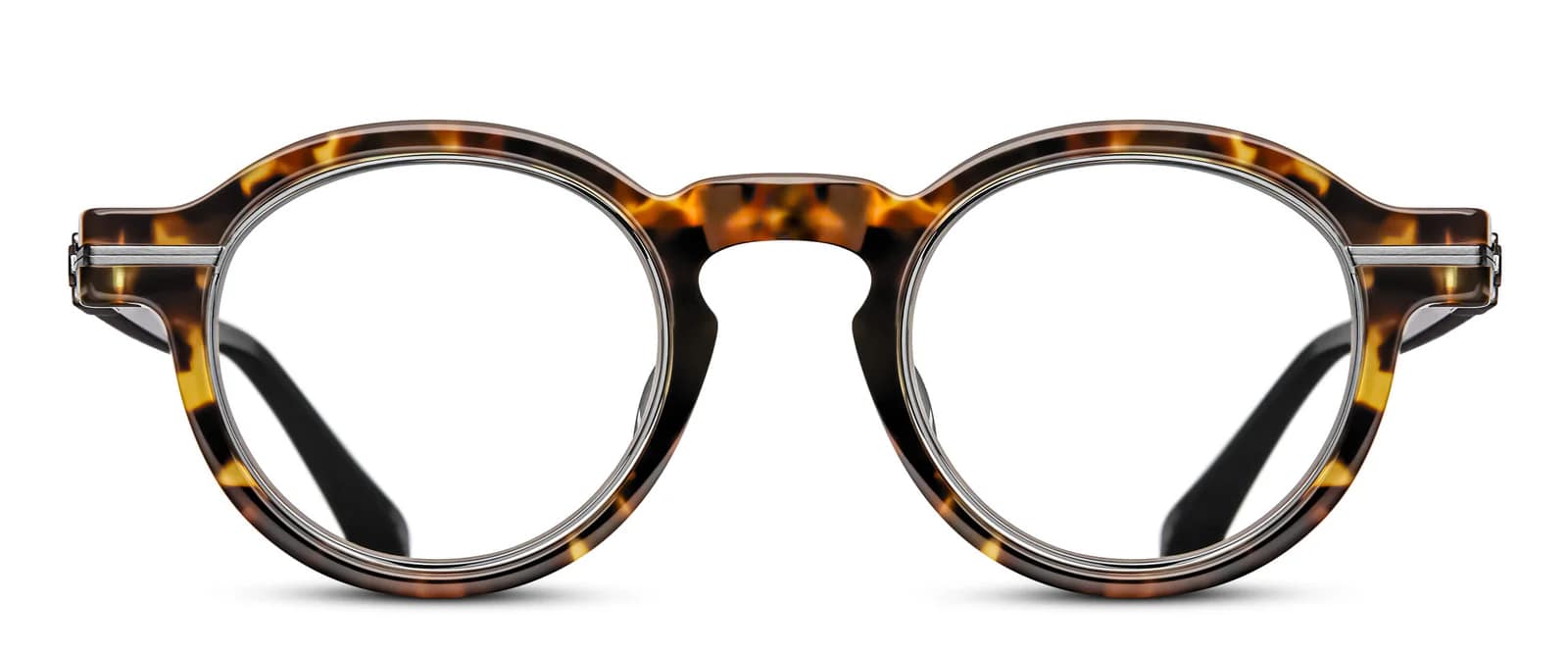 monture optique homme Matsuda M2050 ronde ecaille vintage insert metal argent