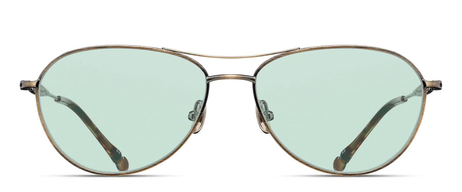 monture solaire homme matsuda M3139 pilote metal titane antique gold bronze verres vert