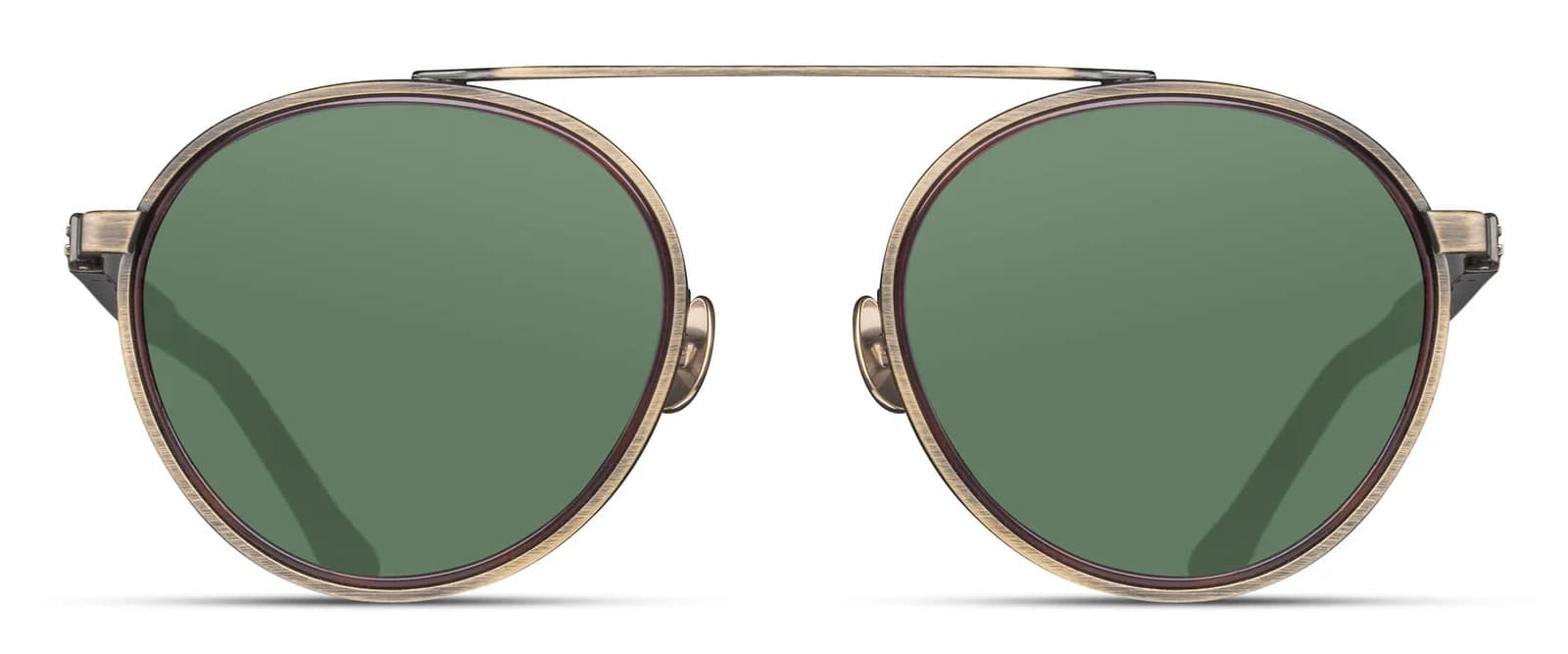 monture solaire homme Matsuda M3125 pilote metal titane ronde antique gold bronze verres vert