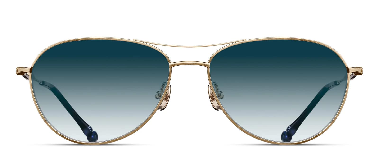 monture solaire homme matsuda M3139 pilote metal titane brush gold verres bleu