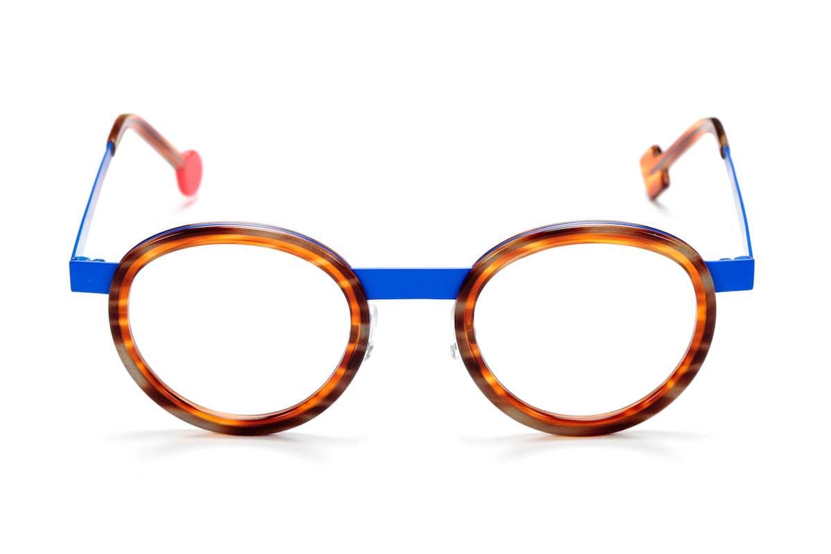 monture homme femme Sabine be ronde metal combine plastique bleu ecaille Be lucky