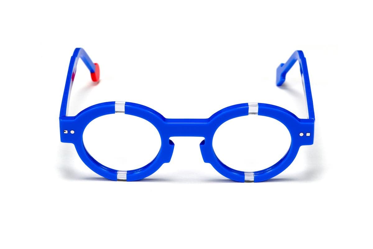 monture optique homme femme Sabine Be ronde bleu épaisse blanc Be Groom