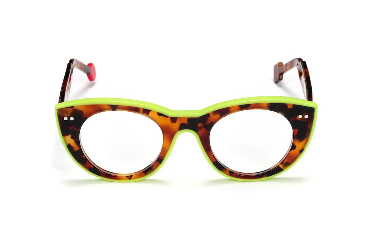 monture optique femme Sabine Be papillon écaille épaisse liseret vert fluo Be Cute Line