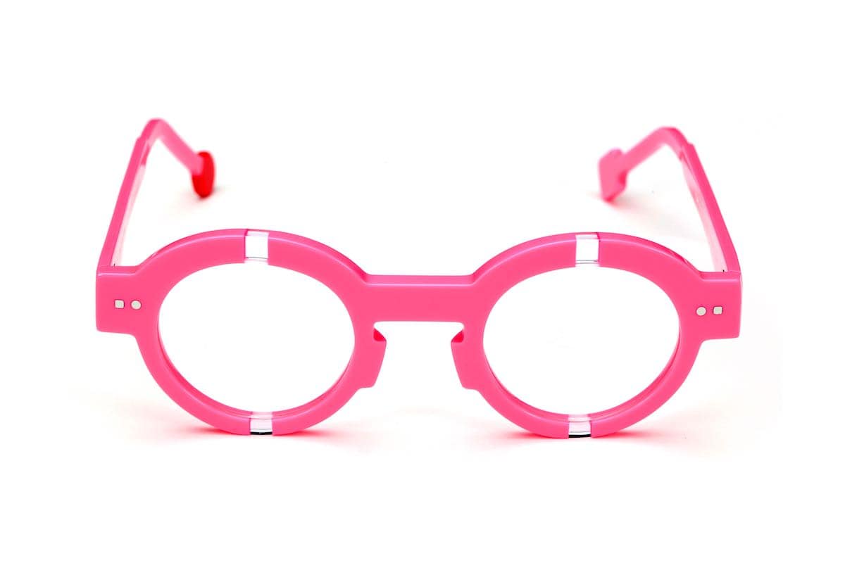 monture optique femme Sabine Be plastique ronde ovale rose fluo blanche Be Groom