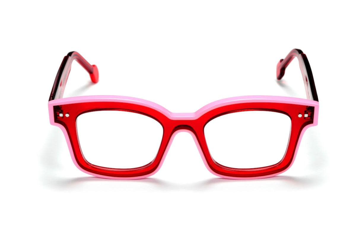 monture optique femme Sabine Be plastique carré rouge transparent rose Be Idol line