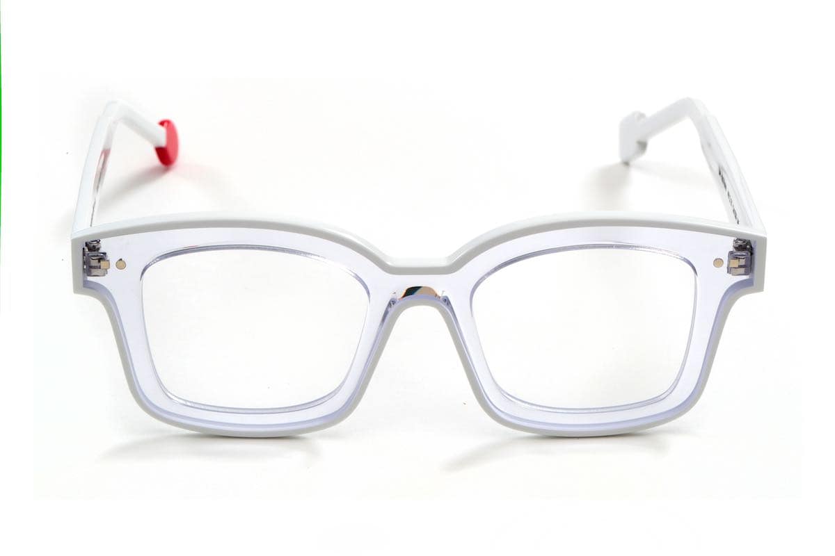 monture optique femme Sabine Be plastique carré blanche transparent Be Idol line