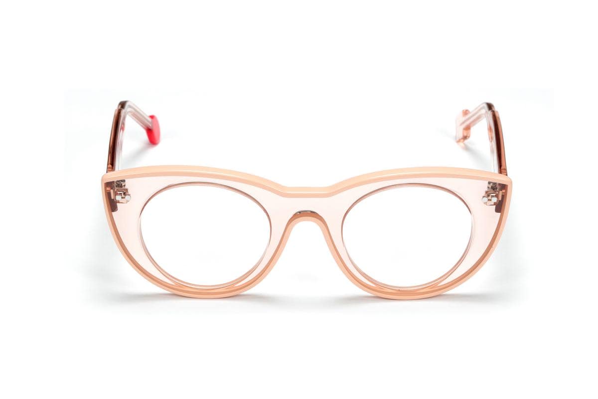 monture optique femme Sabine Be papillon épaisse nude rose transparente liseret beige Be Cute Line
