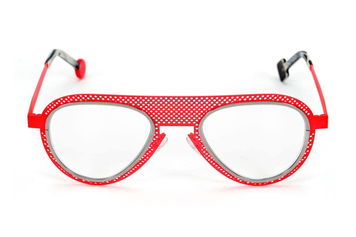 Monture rouge metal pilote femme homme Be legend hole SABINE BE