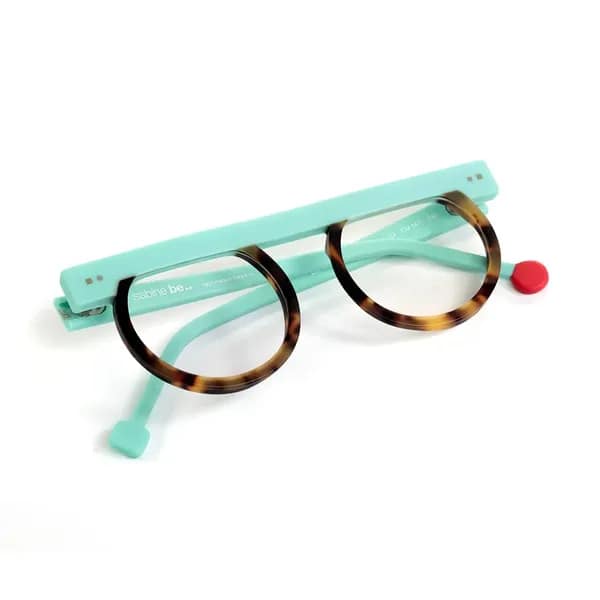 monture optique femme Sabine Be Be strong by mina ronde barre droite ecaille vert pistache