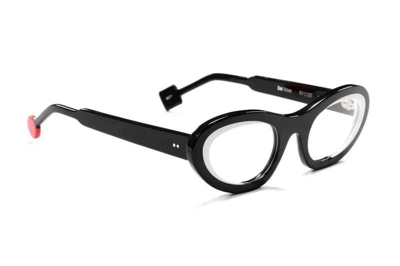 monture optique femme Sabine be Be love papillon noir blanche epaisse