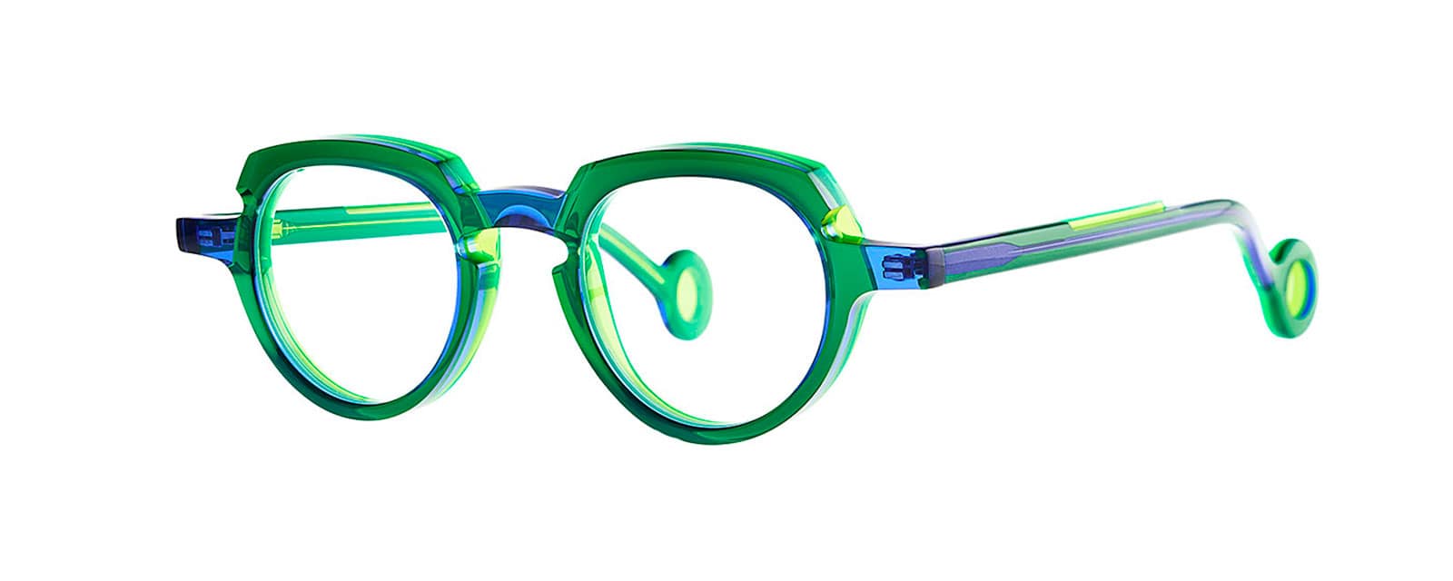 monture lunette créateur andy theo pantos vert bleu acétate originale optique