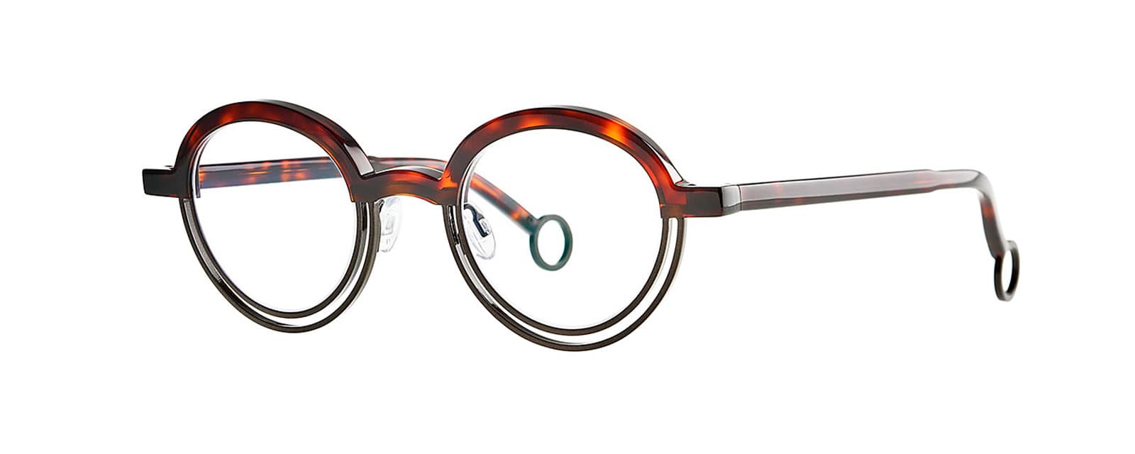 monture optique homme femme theo bumper ronde combiné écaille double cercle noir