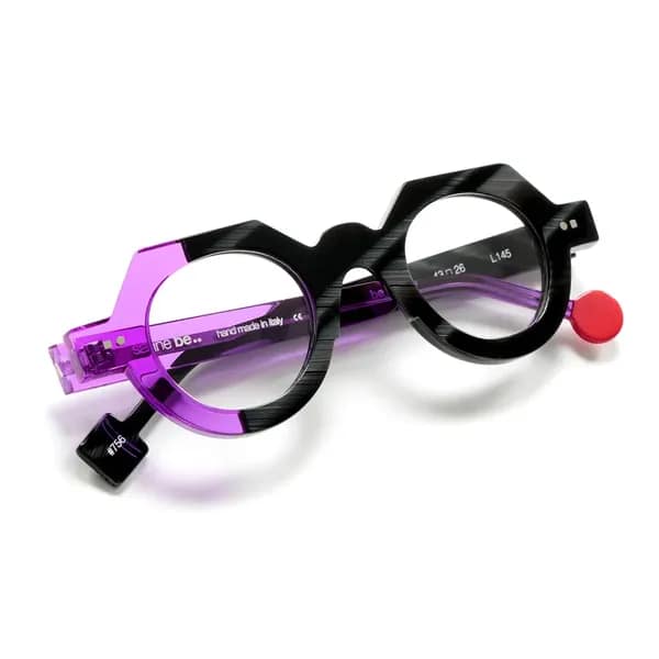 monture acetate octogone noir et violet Sabine BE femme zoulou